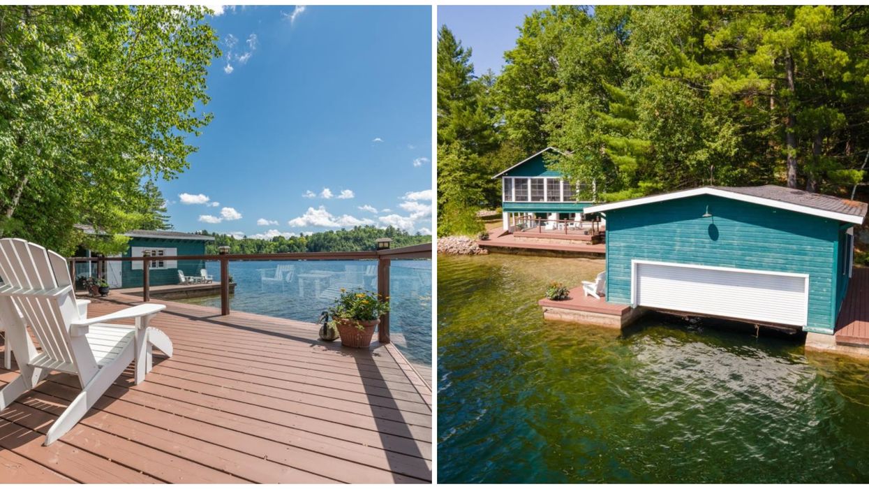 Ce chalet à Val-des-Monts donne l'impression d'être sur l'eau et il a un garage flottant