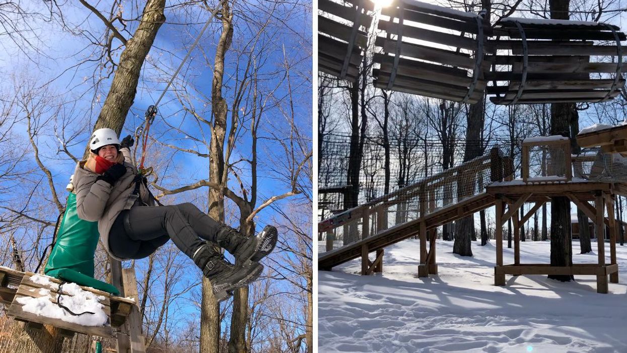 Ce parcours hivernal dans les arbres près de Montréal te donnera plus chaud que tu penses
