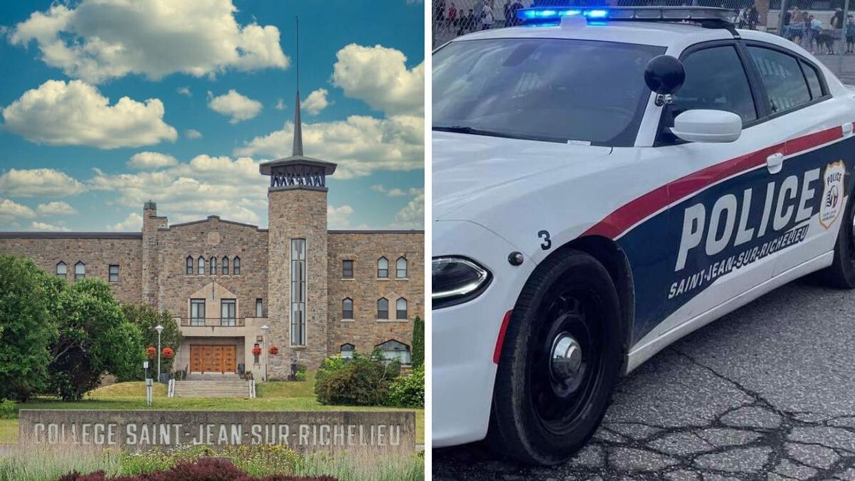 Cégep de Saint-Jean-sur-Richelieu. Droite : Voiture de police.