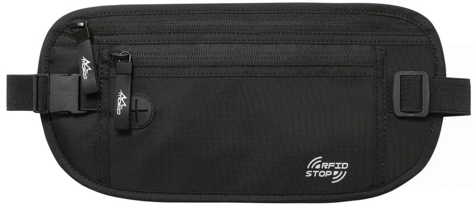 Ceinture noire de voyage s\u00e9curis\u00e9e.