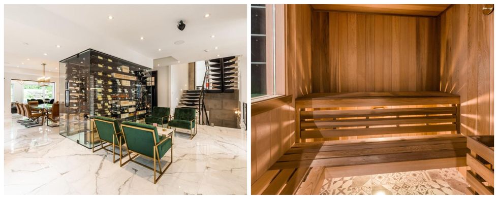 Cellier. Droite : Sauna.