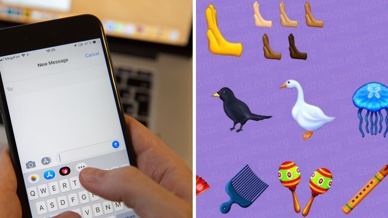 Cellulaire. Droite : Nouveaux emojis
