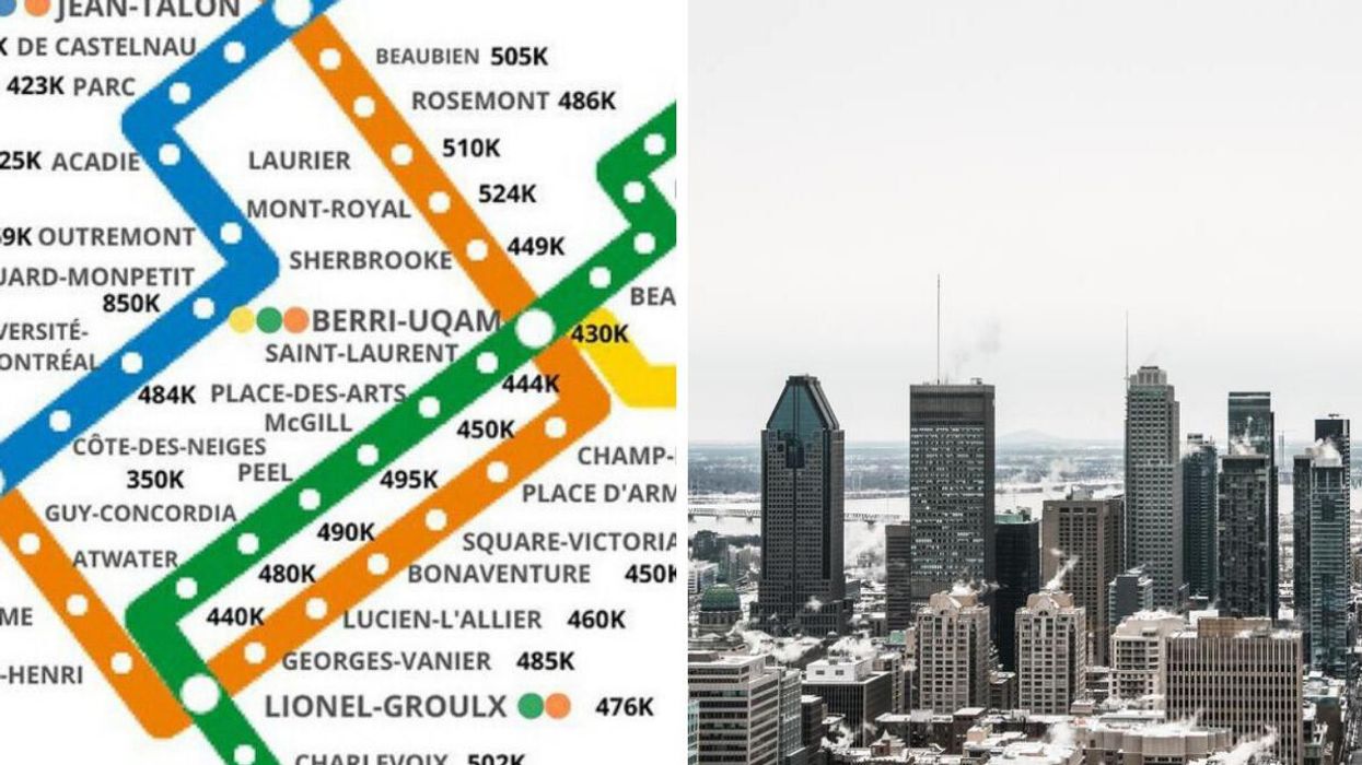 Cette carte de la STM montre le prix médian des condos selon les stations en 2021