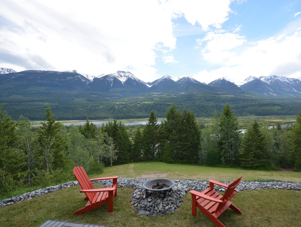 Chairs and views from the main home on the mountain.