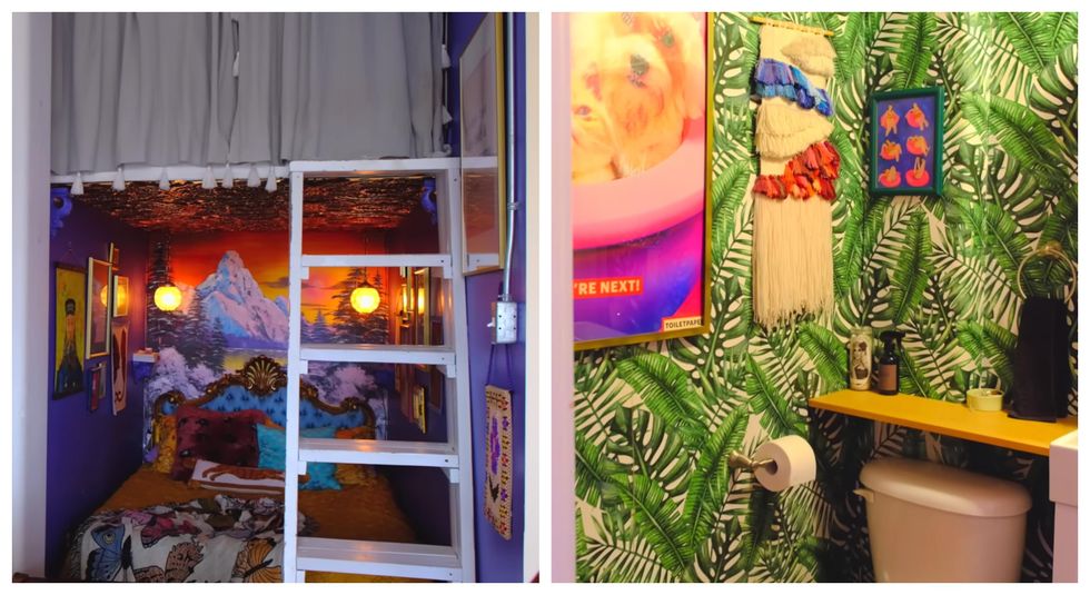 Chambre et salle de bain de l'appartement de Marianne Plaisance.