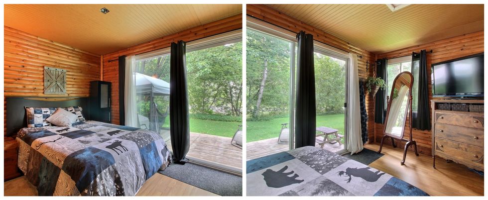 Chambre principale d'un chalet \u00e0 vendre au Qu\u00e9bec.