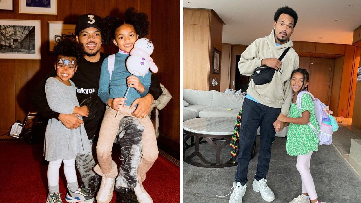 Chance the Rapper with his daughters. Right: Chance the Rapper with his daughter Kensli Bennett.
