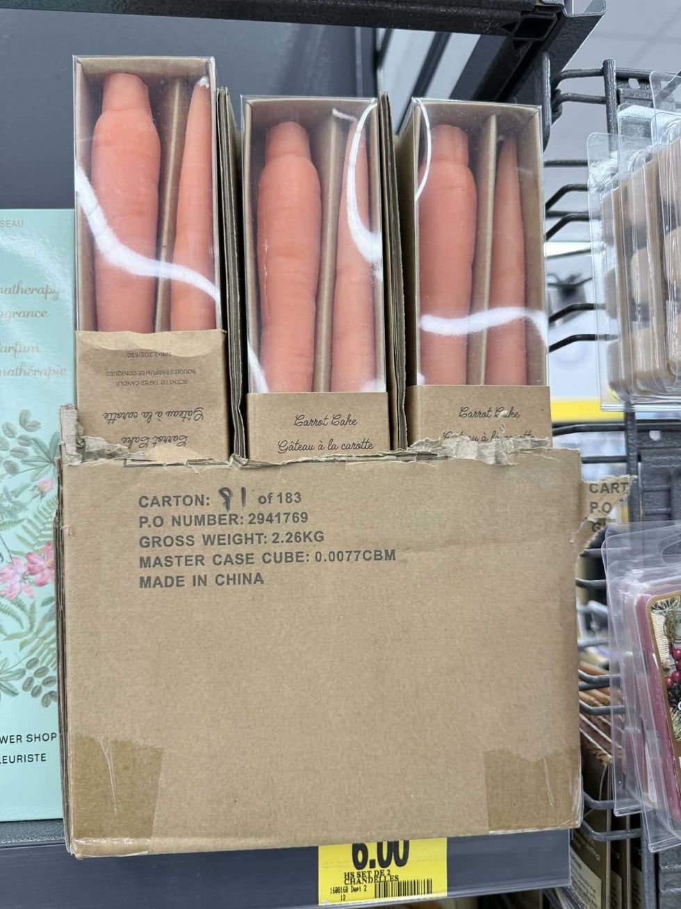 Chandelles en forme de carottes en vente au Tigre G\u00e9ant pour 6 $.
