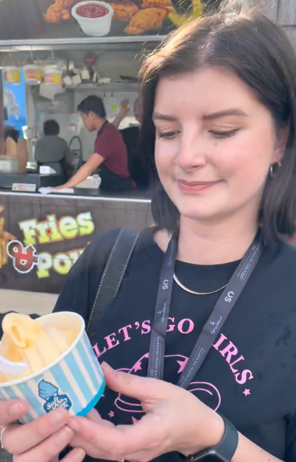 Charlie about to try the soft serve.