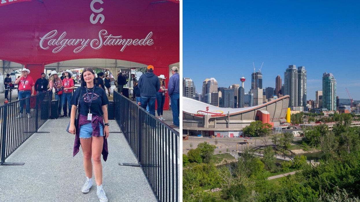 Charlie at the Calgary Stampede. Right: Calgary