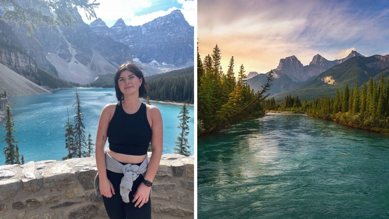 Charlie Hart at Moraine Lake. Right: Views in Canmore.