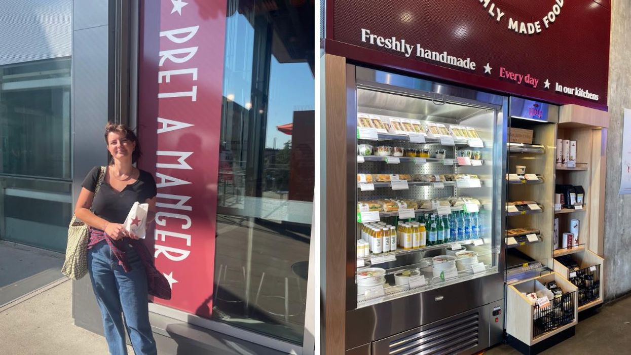 Charlie Hart at Pret A Manger in Vancouver. Right: Pret in Vancouver