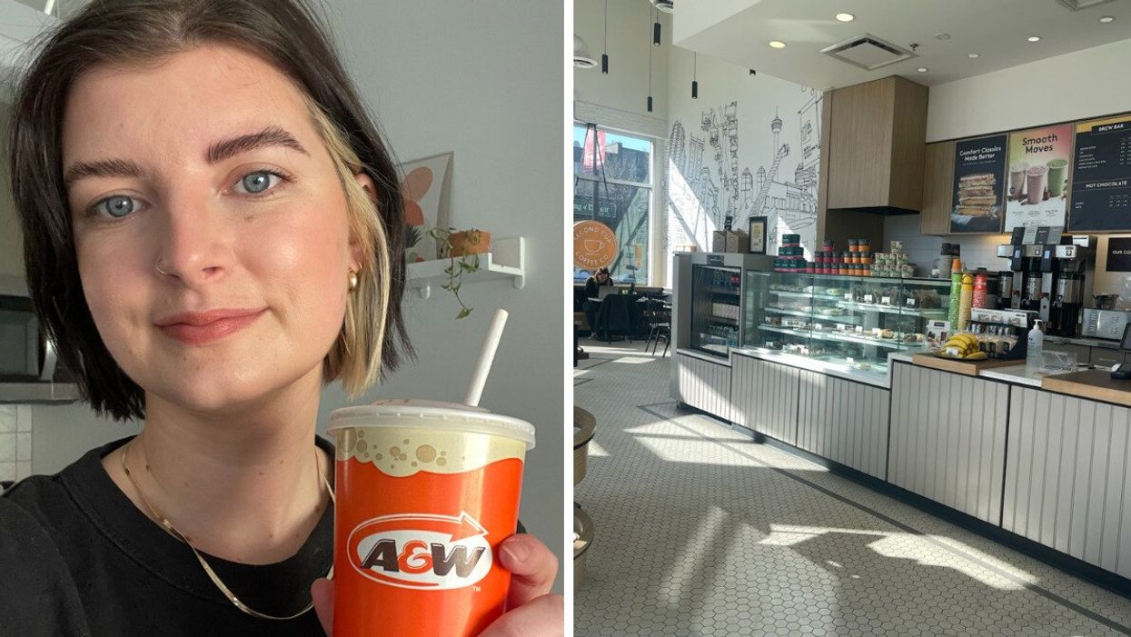 Charlie Hart with A&W. Right: Second Cup.