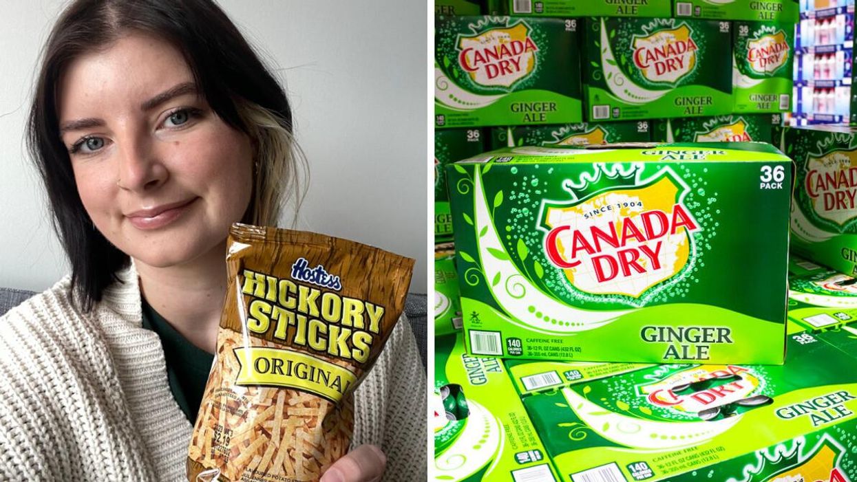 Charlie with Hickory Sticks. Right: Canada Dry Ginger Ale.