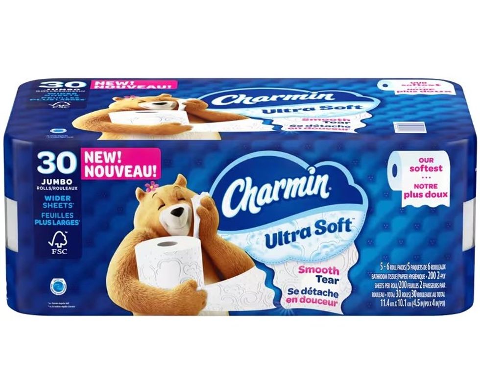 Charmin Ultra Soft 2-ply bathroom tissue.