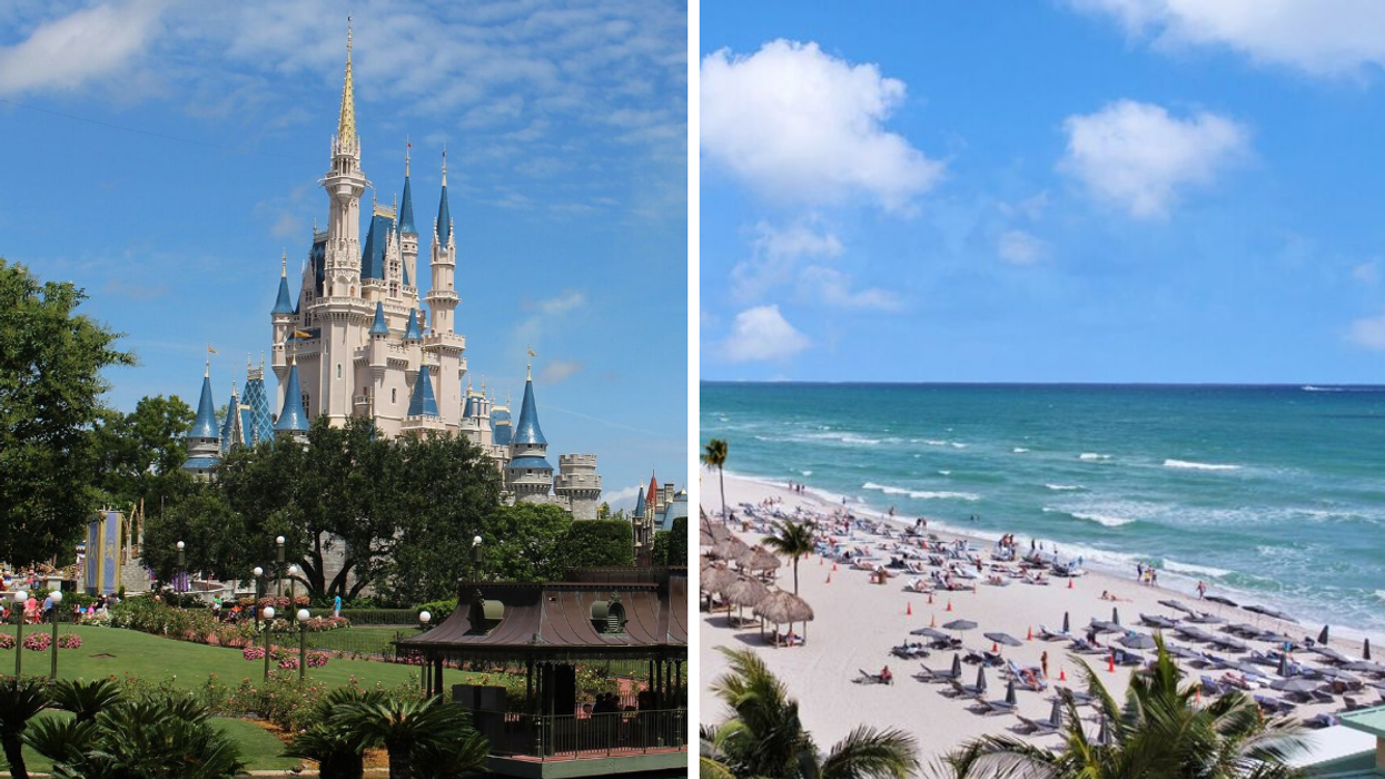 Château de Walt Disney. Droite : Plage de la Floride.