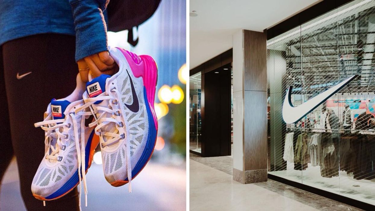 Chaussures Nike. Droite: Nouvelle succursale Nike aux Galeries de la Capitale.