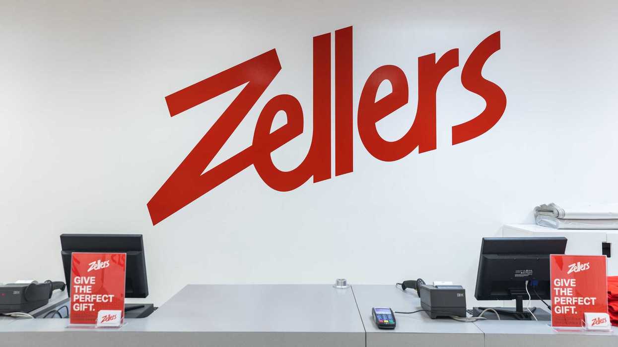 checkout counter at zellers store in edmonton with red zellers logo