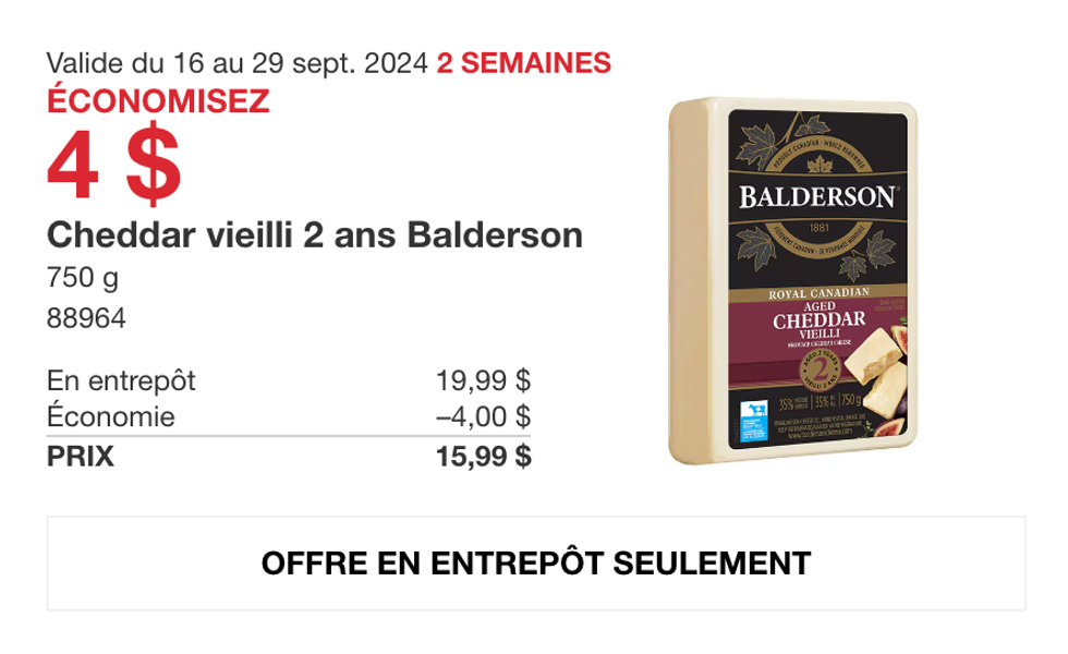 Cheddar vieilli deux ans de Balderson.