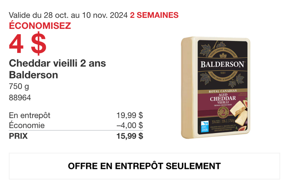 Cheddar vieilli deux ans de Balderson.