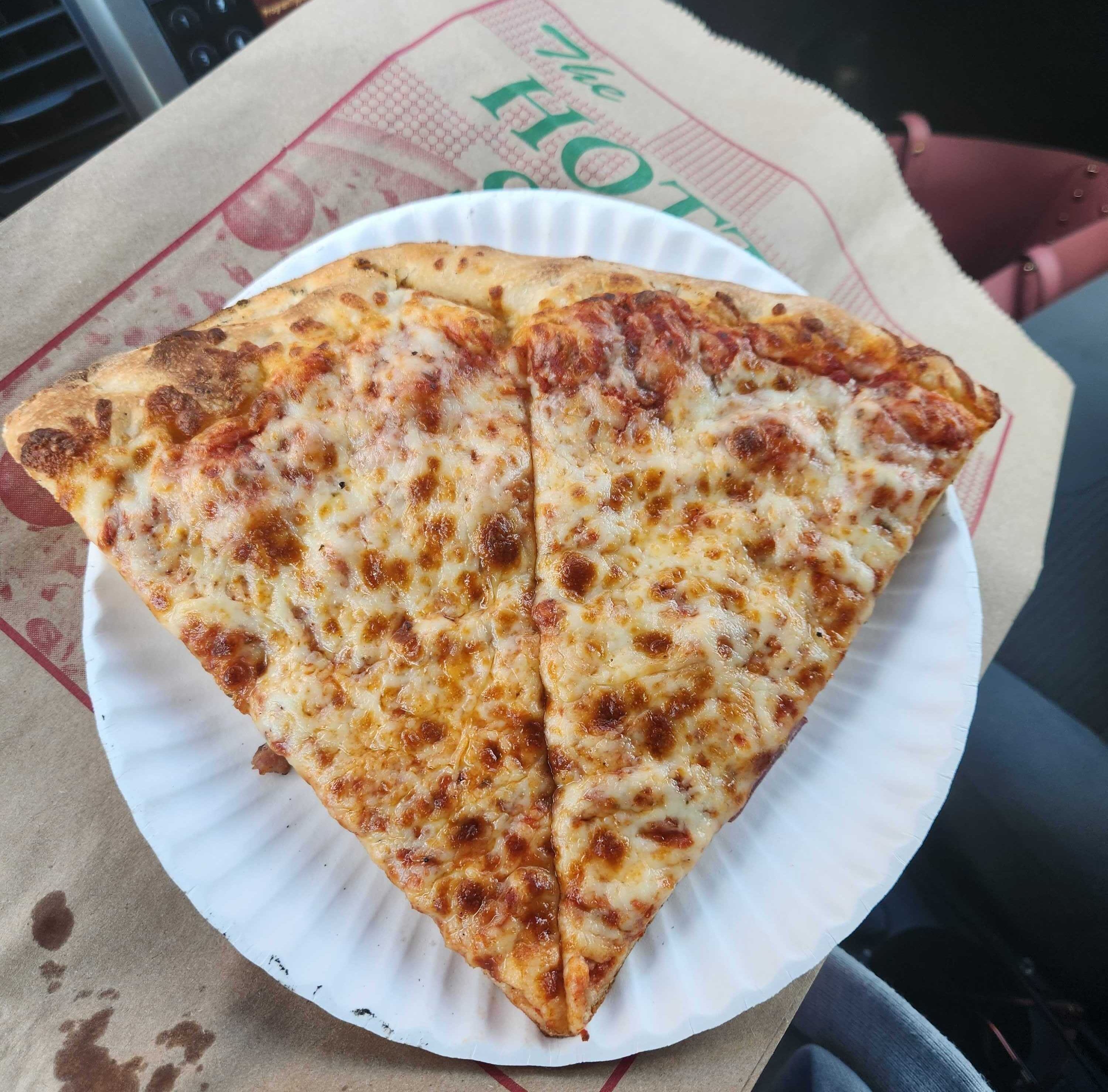Cheese pizza from Ginos for $4.00.