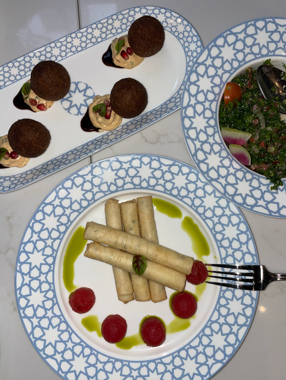 Cheese rolls and kibbeh at Laylak.
