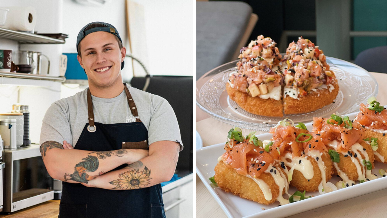 Chef David Giroux. Droite : Des sushis à domicile.
