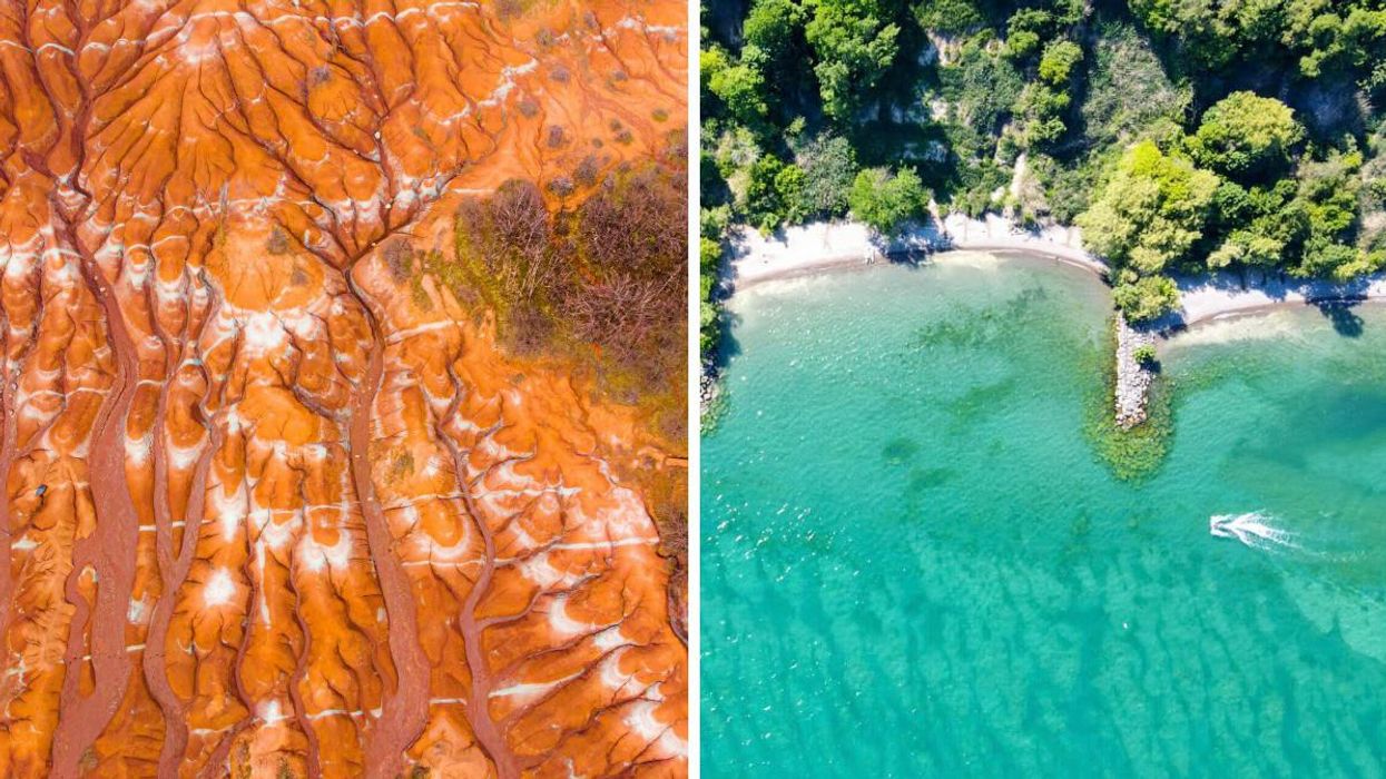 Cheltenham Badlands in Caledon, Ontario. Right: Scarborough Bluffs.
