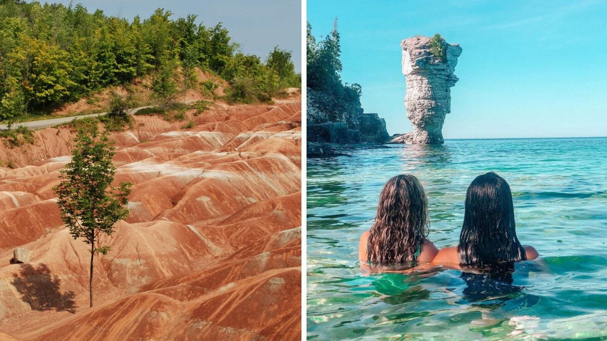 Cheltenham Badlands. Right: Flowerpot Island.