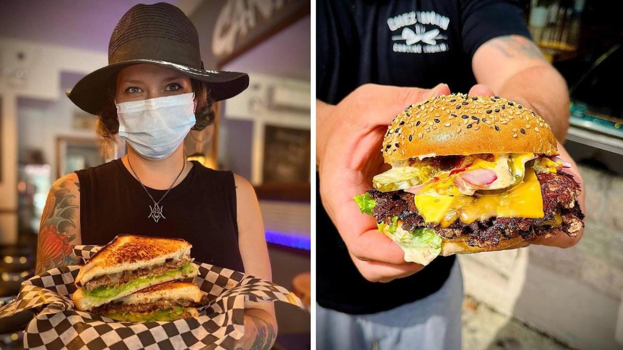 Chez Simon Cantine urbaine à Montréal. Droite : La Burger Week 2022 au Canada.