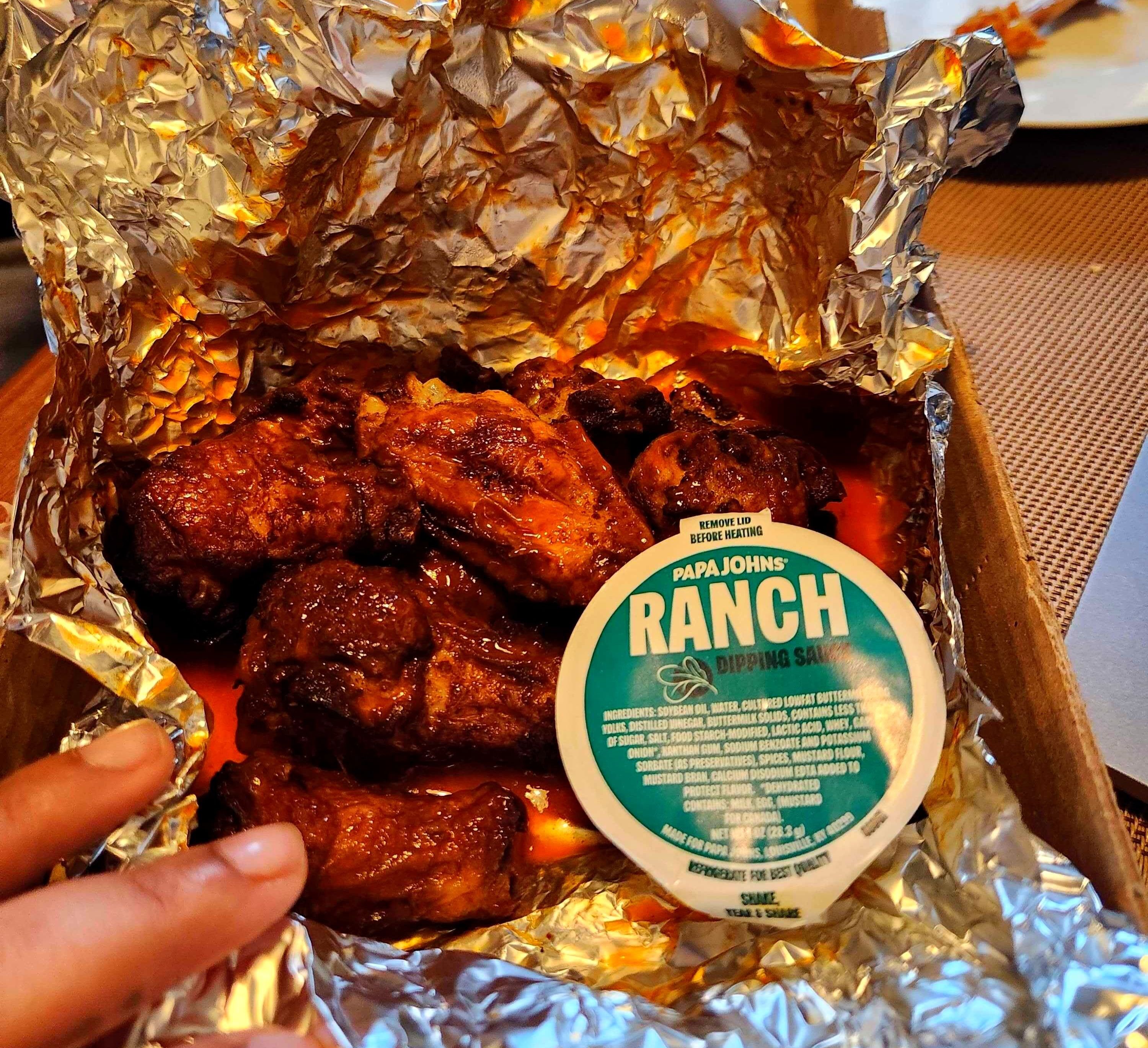 Chicken wings from Papa John's.