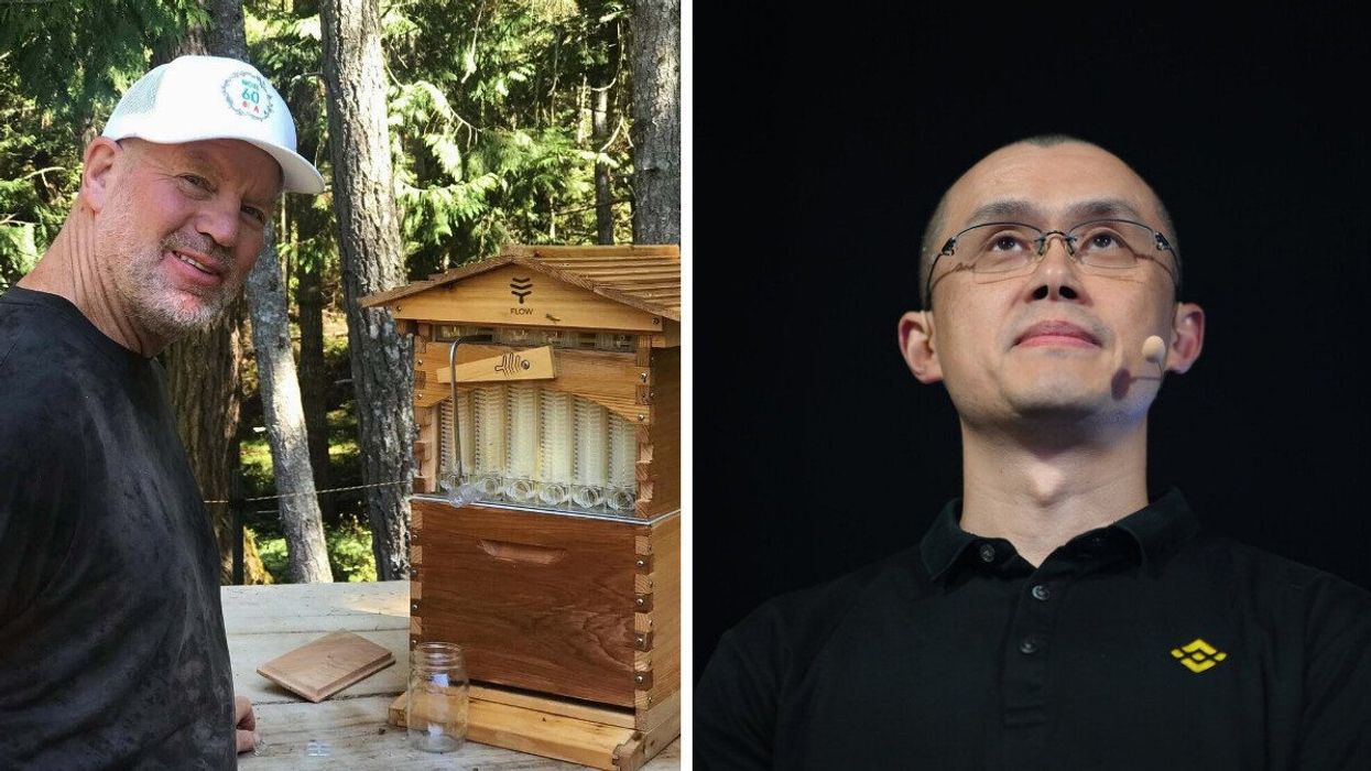 Chip Wilson. Right: Changpeng Zhao.