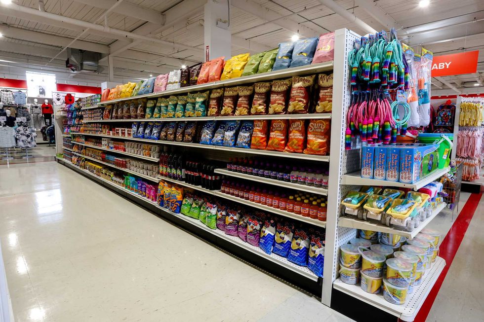 chips and drinks on shelves in snack aisle of zellers store in toronto