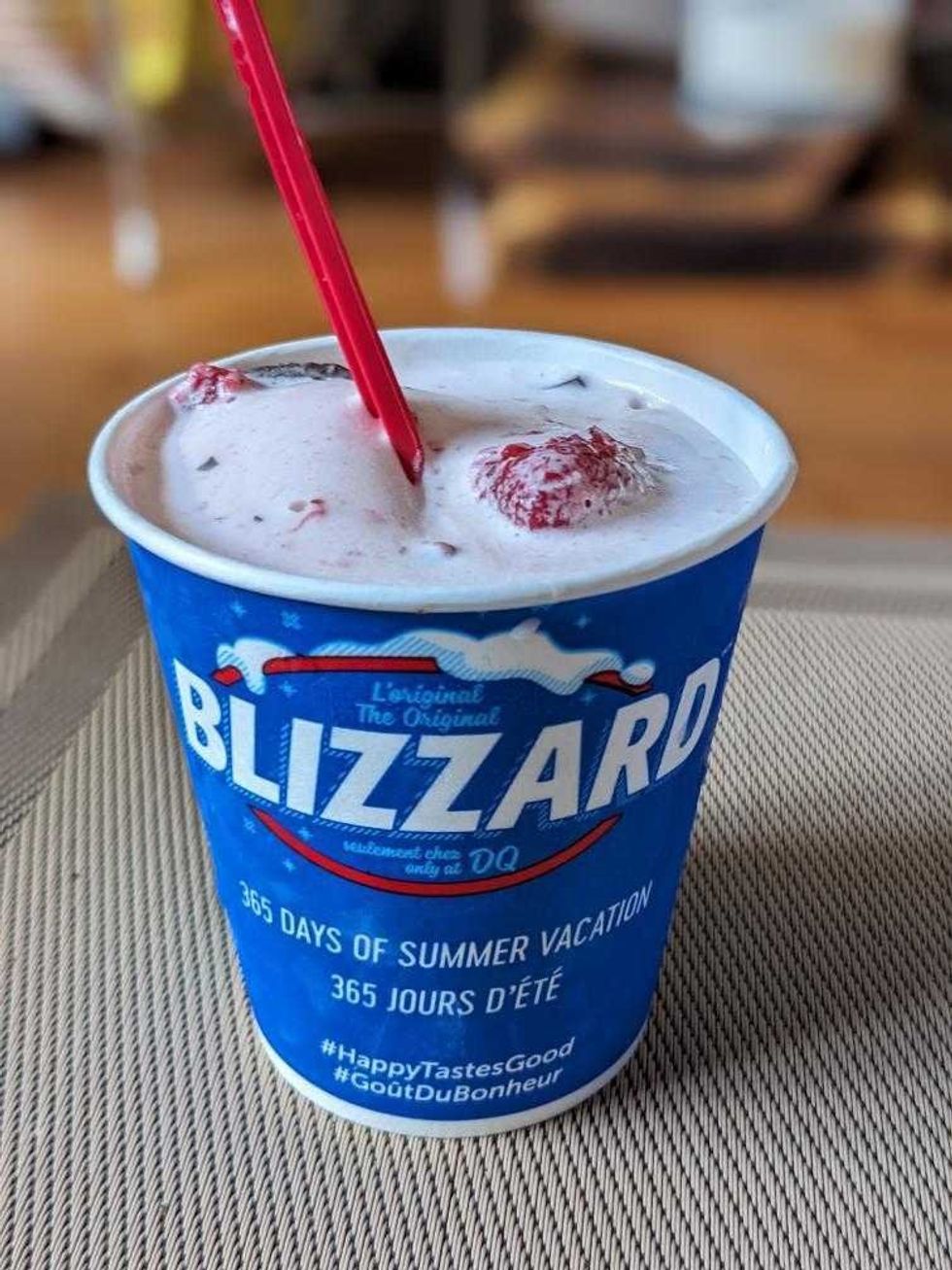 Choco Dipped Strawberry Blizzard.
