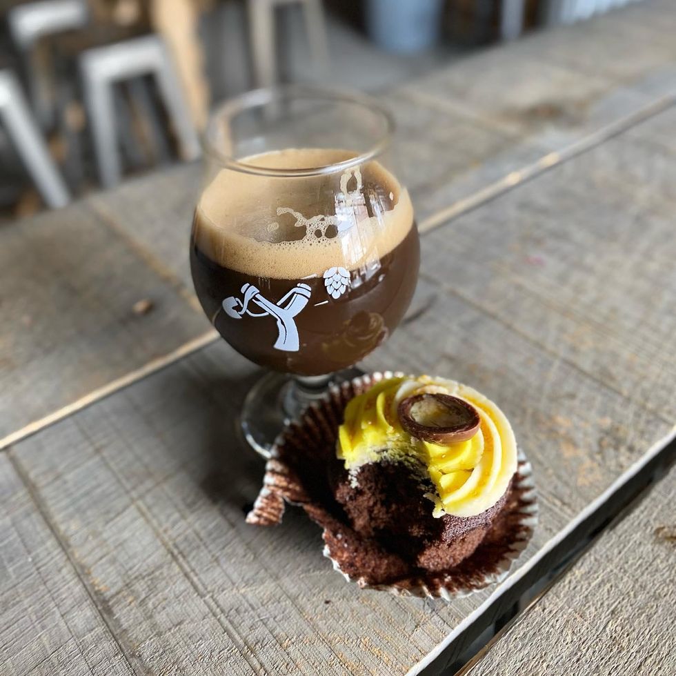 Chocolate Easter cupcakes and craft beer.