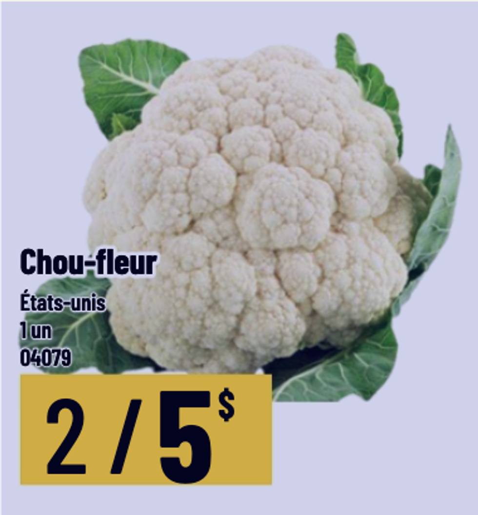 Chou-fleur des \u00c9tats-Unis dans la circulaire du Mayrand.