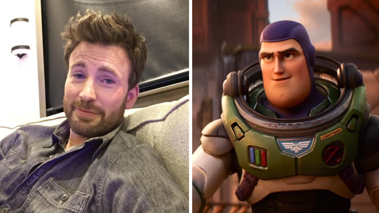 Chris Evans. Right: Buzz Lightyear.