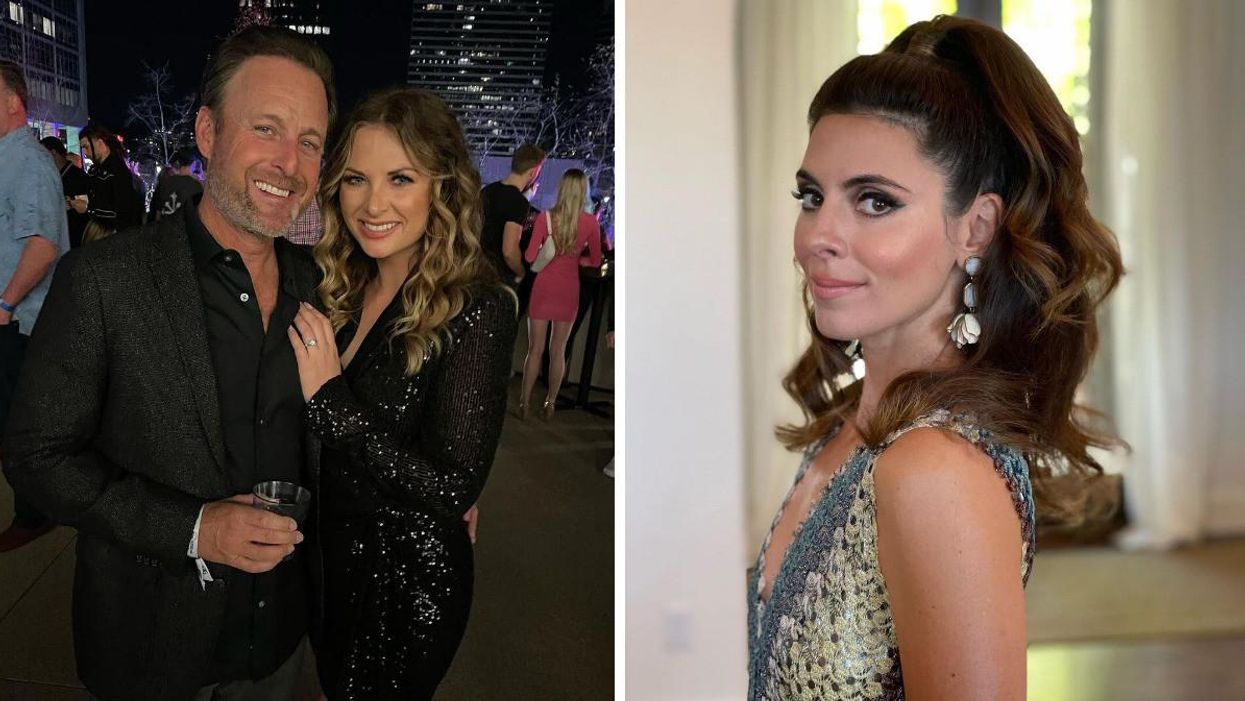 Chris Harrison and Lauren Zima smiling. Right: Jamie Lynn Sigler.