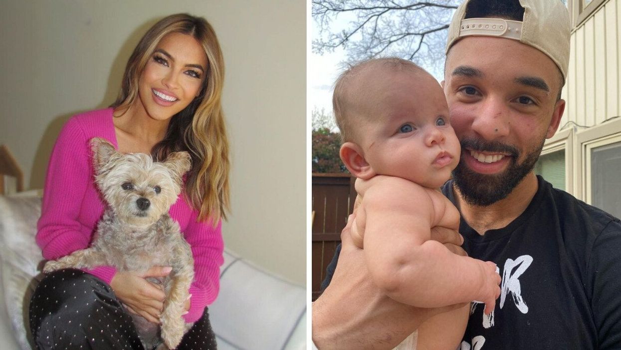 Chrishell Stause. Right: Bartise Bowden and his son.