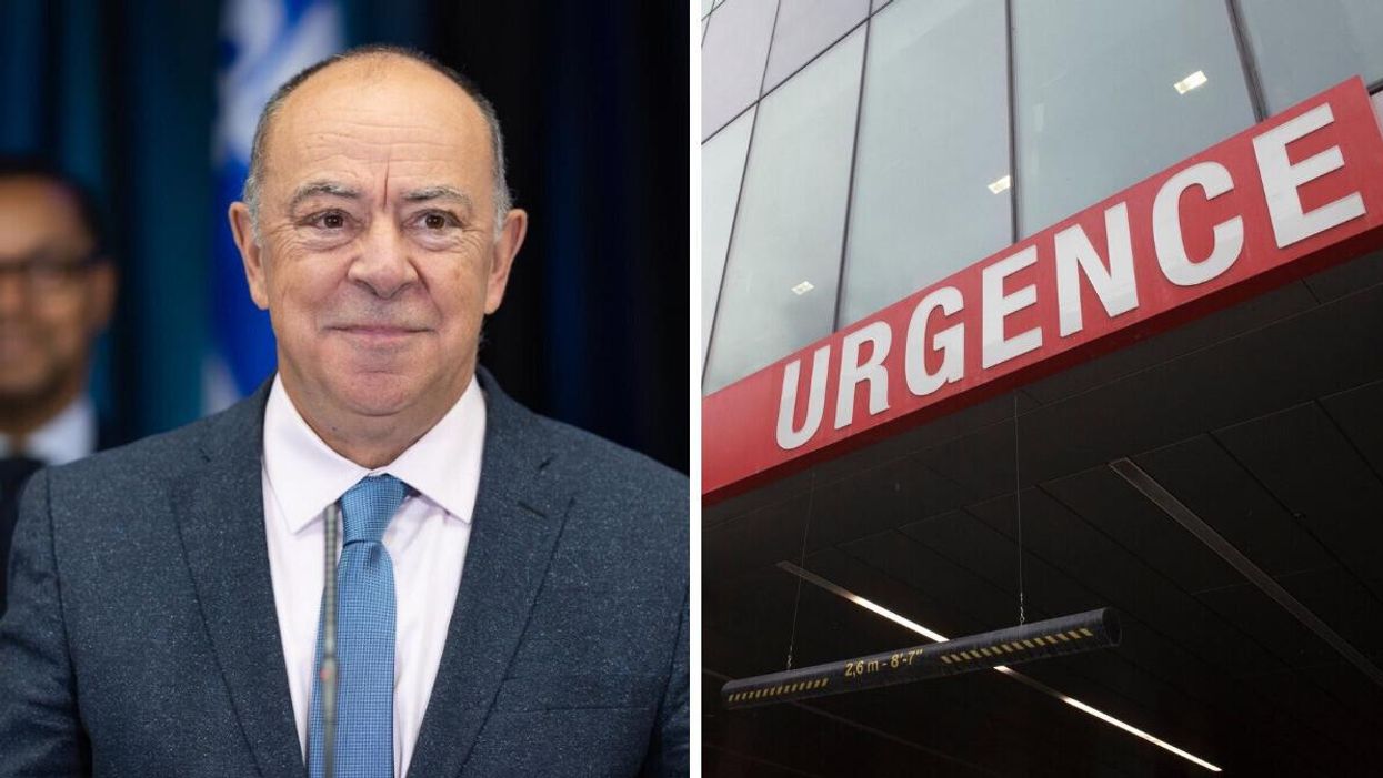 Christian Dubé. Droite : Urgence du CHUM.