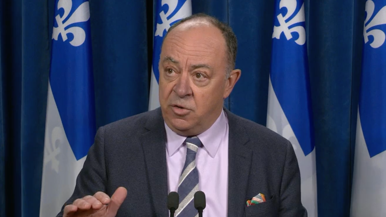 Christian Dubé en conférence de presse, mars 2022.