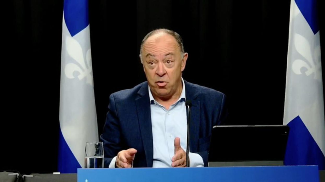 Christian Dubé en point de presse, août 2022.