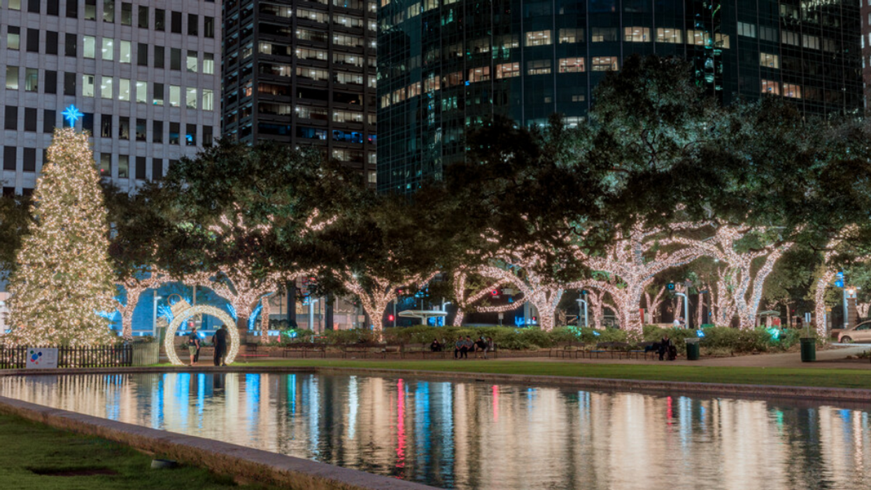 Christmas lights in downtown Houston, TX.