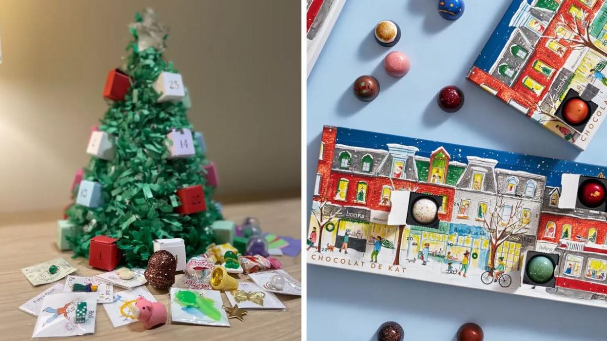 Christmas tree advent calendar. Right: Chocolate advent calendar.