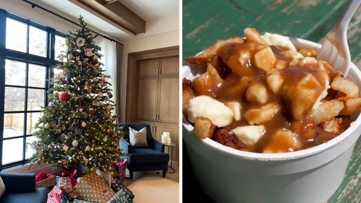 Christmas tree. Right: Poutine.