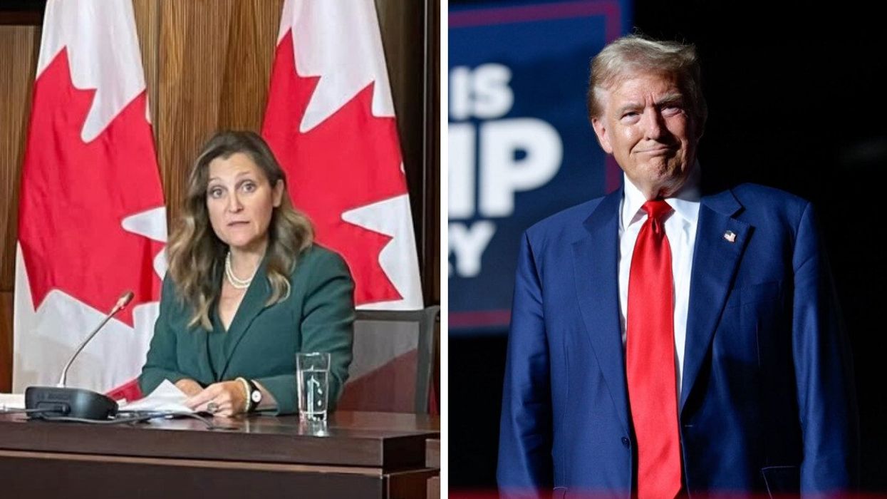 Chrystia Freeland. Droite : Donald Trump.