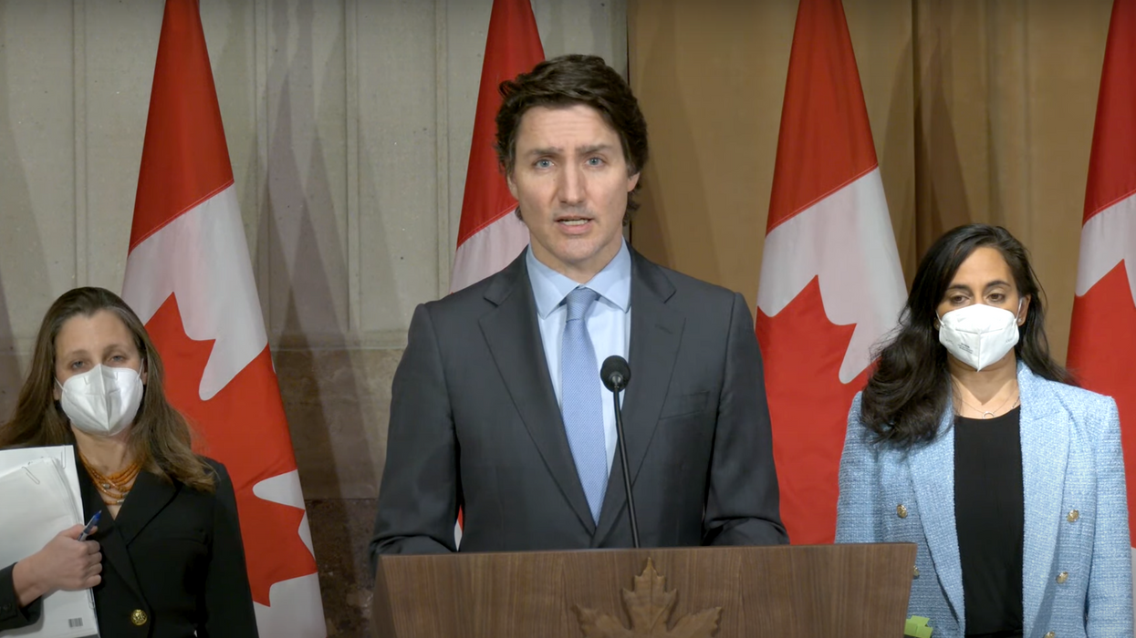 Chrystia Freeland, Justin Trudeau and Anita Anand.