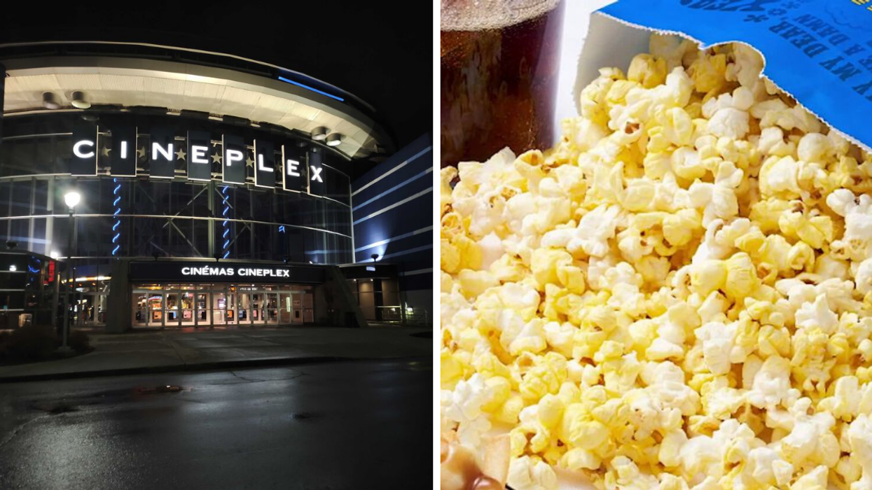 Cinéma Cineplex. Droite : pop-corn.