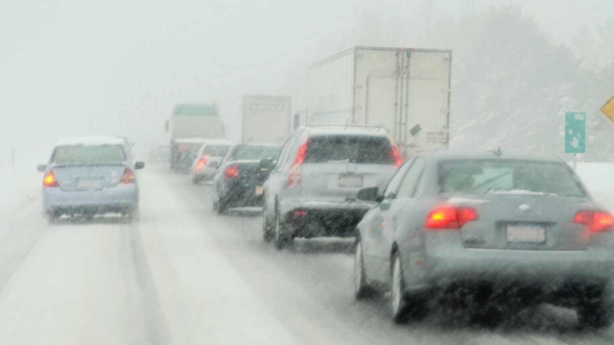 Circulation difficile à cause de la neige.