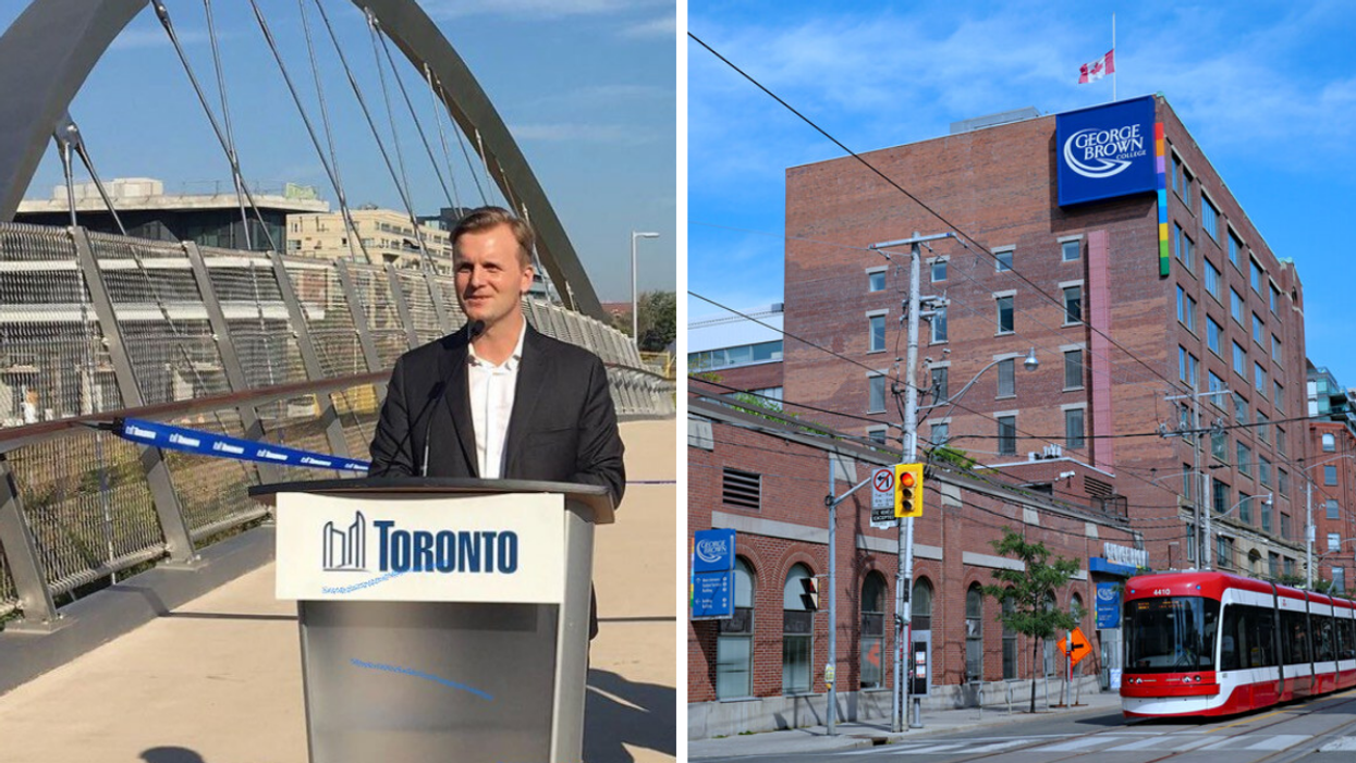 City Councillor Joe Cressy. Right: George Brown College.
